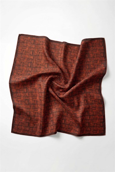 Pamuk Karışımlı Soft Eşarp Çizgi Desen Pas Rengi 90x90