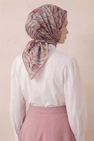 Pamuk Karışımlı Soft Eşarp Fırça Darbeli Desen Uçuk Gri 90x90