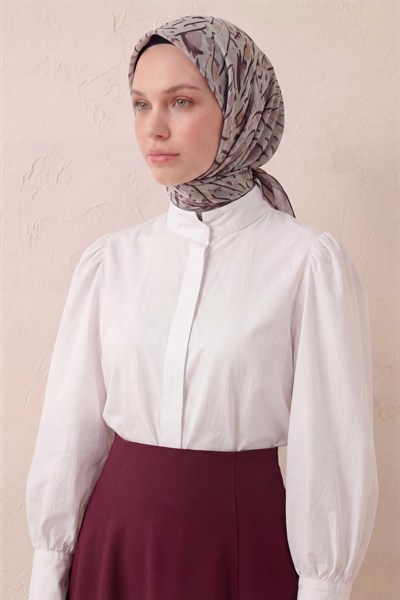 Pamuk Karışımlı Soft Eşarp Fırça Darbeli Desen Marjinal Gri 90x90