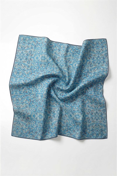 Pamuk Karışımlı Soft Eşarp Sis Motif Desen Gök Mavi 90X90