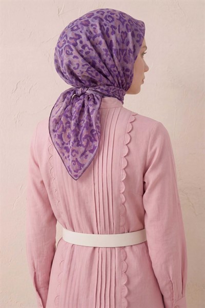 Pamuk Karışımlı Soft Eşarp Sis Motif Desen Pembe 90X90