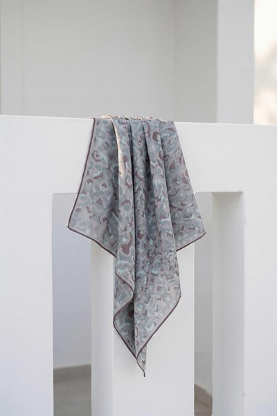 Pamuk Karışımlı Soft Eşarp Sis Motif Desen Soluk Lila 90X90