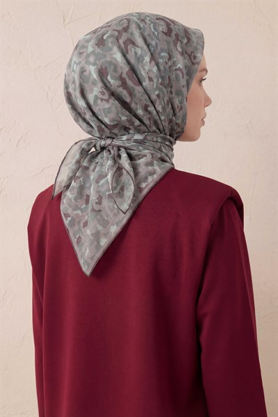 Pamuk Karışımlı Soft Eşarp Sis Motif Desen Soluk Lila 90X90