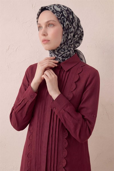 Pamuk Karışımlı Soft Eşarp Sis Motif Desen Siyah 90X90
