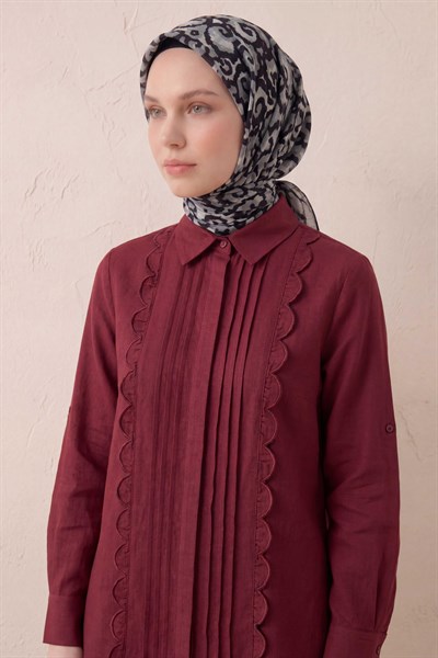 Pamuk Karışımlı Soft Eşarp Sis Motif Desen Siyah 90X90