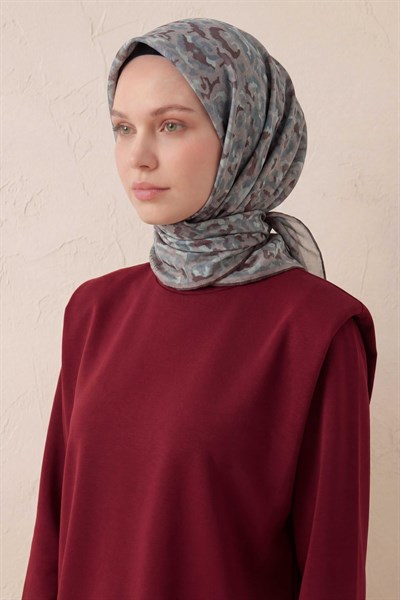 Pamuk Karışımlı Soft Eşarp Sis Motif Desen Soluk Lila 90X90