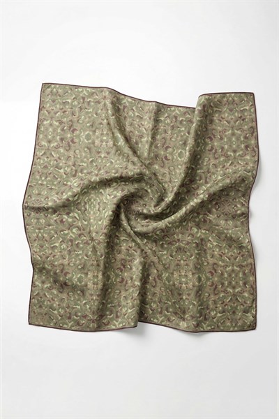 Pamuk Karışımlı Soft Eşarp Sis Motif Desen Haki 90X90