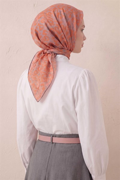 Pamuk Karışımlı Soft Eşarp Sis Motif Desen Yavruağzı 90X90