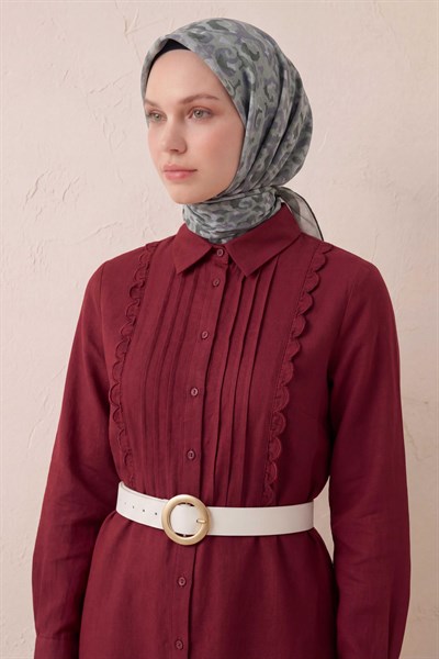 Pamuk Karışımlı Soft Eşarp Sis Motif Desen Uçuk Gri 90X90