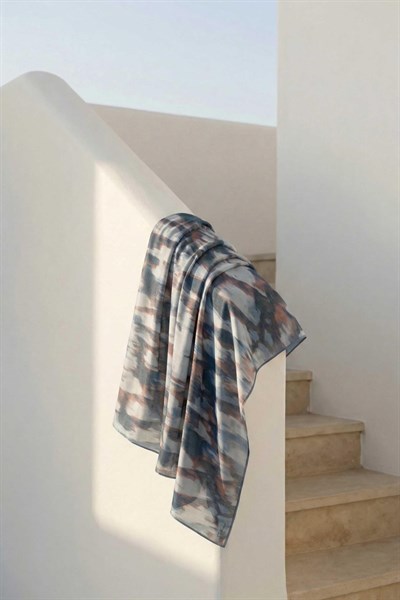 Pamuk Karışımlı Soft Eşarp Soyut Fırça Desen Bebe Mavi 90X90