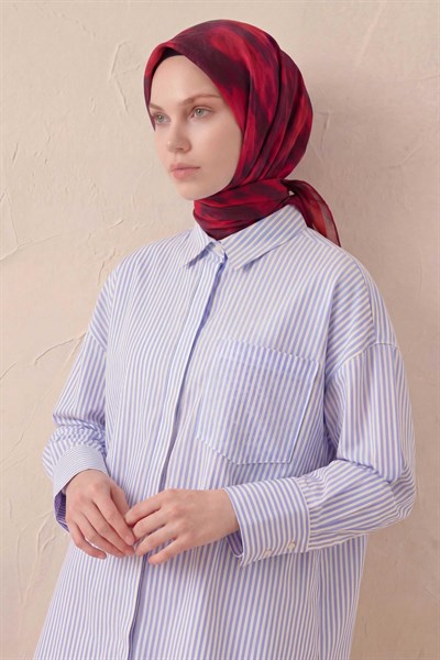 Pamuk Karışımlı Soft Eşarp Soyut Fırça Desen Kiremit Kırmızı 90X90