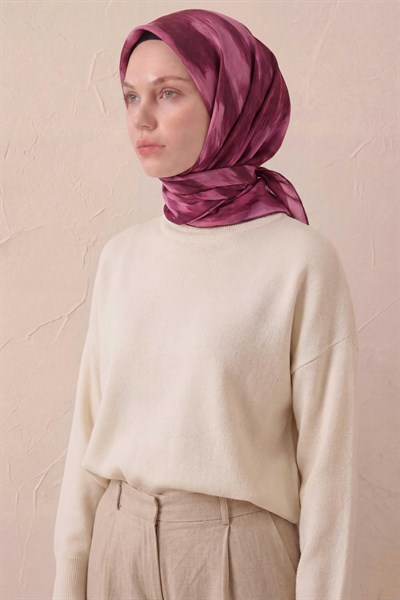 Pamuk Karışımlı Soft Eşarp Soyut Fırça Desen Pembe 90X90
