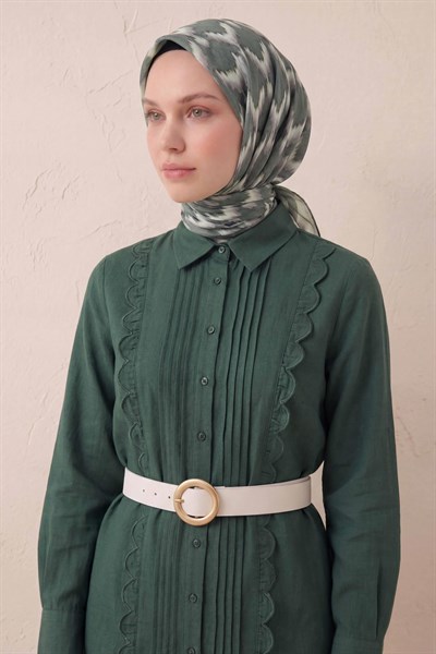 Pamuk Karışımlı Soft Eşarp Zikzak Akış Desen Çağla 90x90