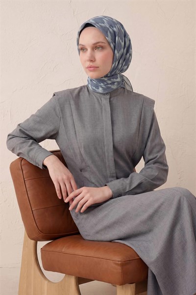 Pamuk Karışımlı Soft Eşarp Zikzak Akış Desen Lila 90x90