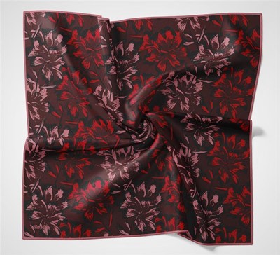 Pamuk Polyester Eşarp Bordo Büyük Papatya Desenli Soft Dokulu Kaymaz 90x90