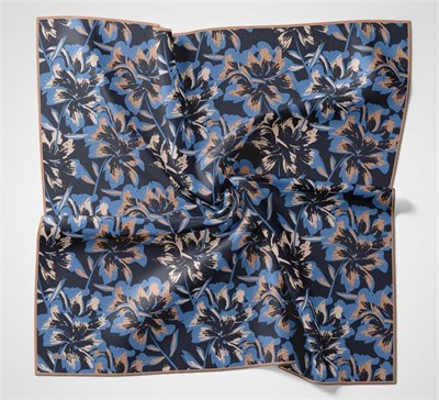 Pamuk Polyester Eşarp Koyu Lacivert Büyük Papatya Desenli Soft Dokulu Kaymaz 90x90