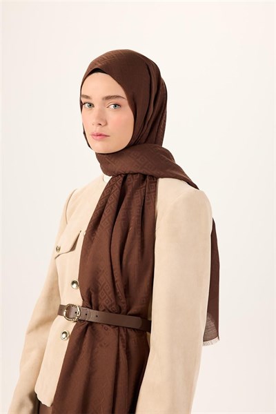 Pamuk Polyester Liva Şal Acı Kahve Dokulu Nefes Alan Doğal Yapılı 90x200