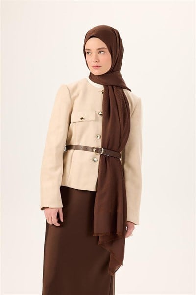 Pamuk Polyester Liva Şal Acı Kahve Dokulu Nefes Alan Doğal Yapılı 90x200