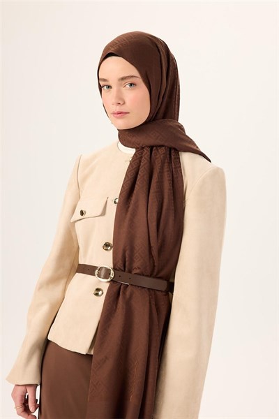 Pamuk Polyester Liva Şal Acı Kahve Dokulu Nefes Alan Doğal Yapılı 90x200