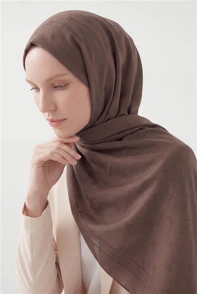 Pamuk Polyester Liva Şal Acı Kahve Nefes Alan Dokulu 90x200
