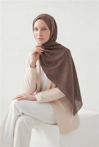 Pamuk Polyester Liva Şal Acı Kahve Nefes Alan Dokulu 90x200