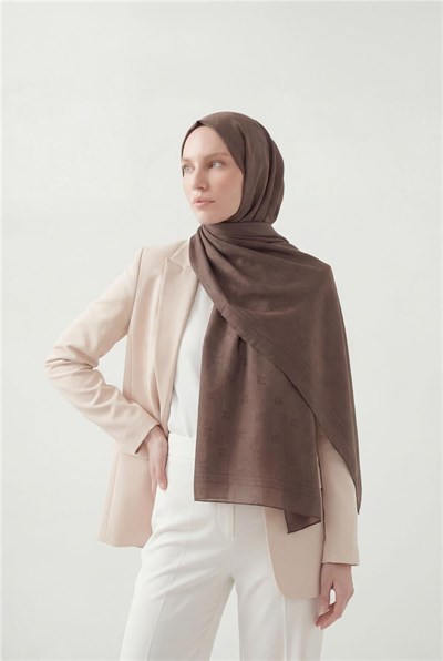 Pamuk Polyester Liva Şal Acı Kahve Nefes Alan Dokulu 90x200