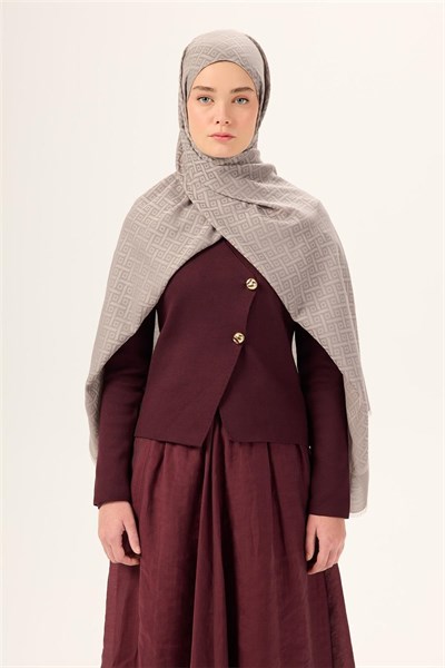 Pamuk Polyester Liva Şal Açık Gri Desenli Dokulu Nefes Alan 90x200