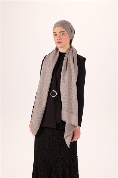 Pamuk Polyester Liva Şal Açık Gri Dokulu Nefes Alan 90x200