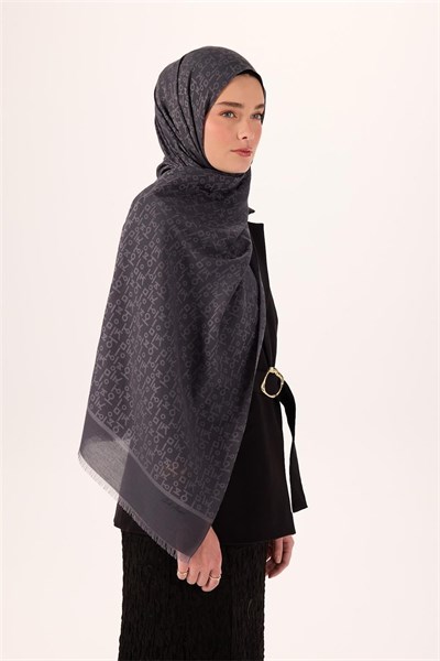 Pamuk Polyester Liva Şal Açık Gri Dokulu Nefes Alan 90x200