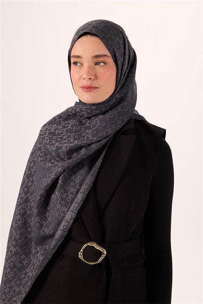 Pamuk Polyester Liva Şal Açık Gri Dokulu Nefes Alan 90x200