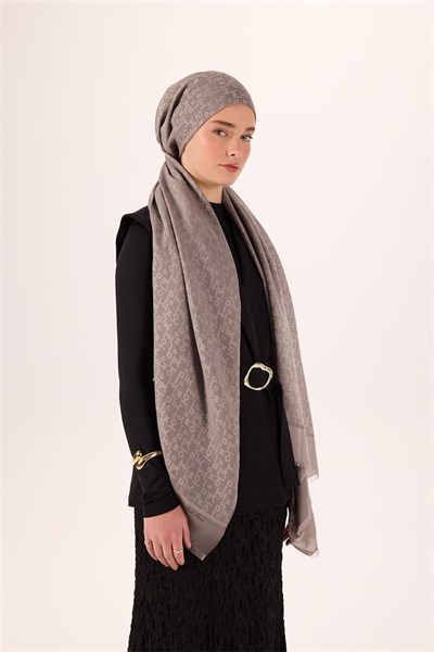 Pamuk Polyester Liva Şal Açık Gri Dokulu Nefes Alan 90x200