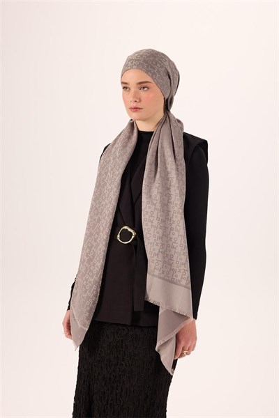 Pamuk Polyester Liva Şal Açık Gri Dokulu Nefes Alan 90x200
