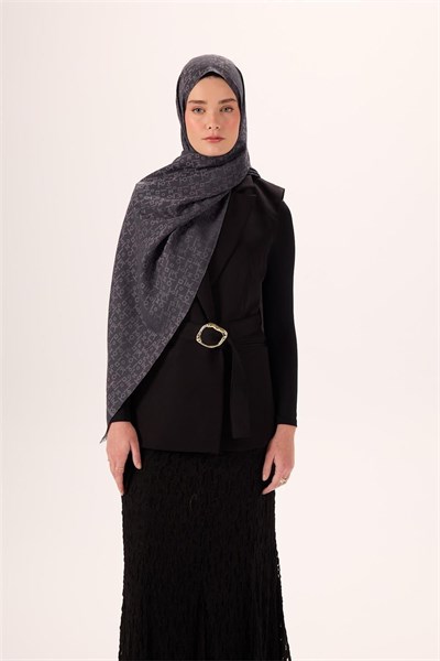 Pamuk Polyester Liva Şal Açık Gri Dokulu Nefes Alan 90x200