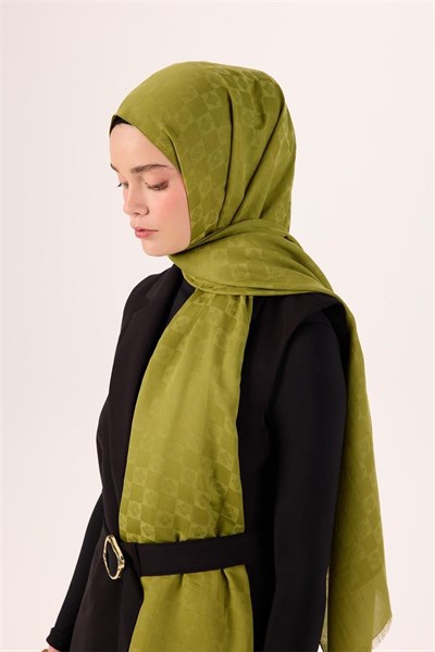 Pamuk Polyester Liva Şal Açık Yeşil Dokulu Nefes Alan 90x200