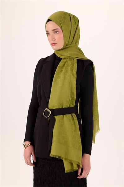 Pamuk Polyester Liva Şal Açık Yeşil Dokulu Nefes Alan 90x200