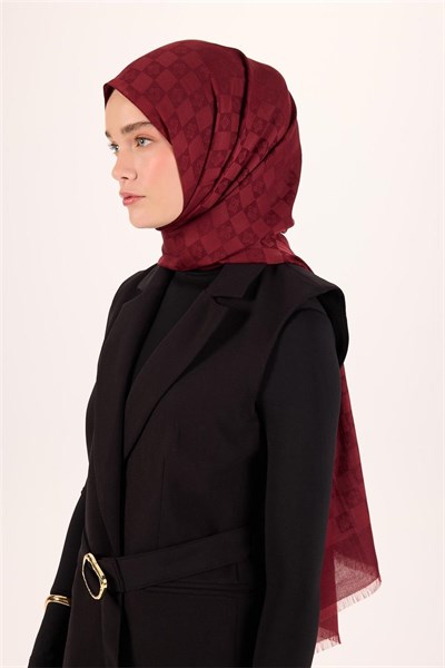 Pamuk Polyester Liva Şal Bordo Dokulu Nefes Alan 90x200