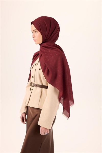 Pamuk Polyester Liva Şal Bordo Dokulu Nefes Alan Doğal Yapılı 90x200