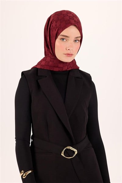 Pamuk Polyester Liva Şal Bordo Dokulu Nefes Alan 90x200