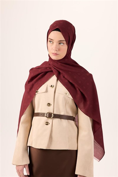 Pamuk Polyester Liva Şal Bordo Dokulu Nefes Alan Doğal Yapılı 90x200