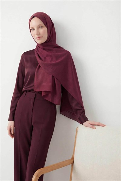 Pamuk Polyester Liva Şal Bordo Nefes Alan Dokulu Kaymaz 90x200
