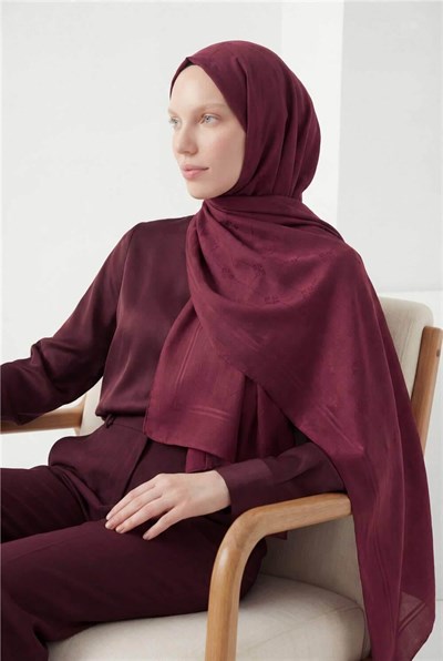 Pamuk Polyester Liva Şal Bordo Nefes Alan Dokulu Kaymaz 90x200