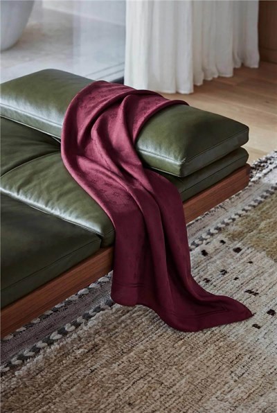 Pamuk Polyester Liva Şal Bordo Nefes Alan Dokulu Kaymaz 90x200