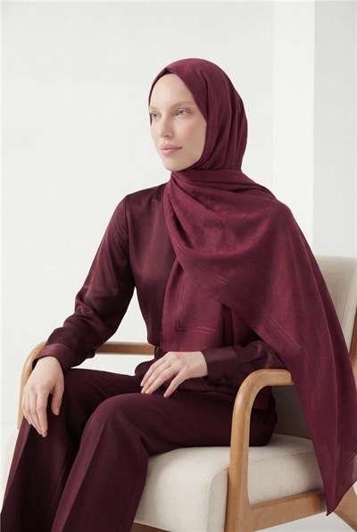 Pamuk Polyester Liva Şal Bordo Nefes Alan Dokulu Kaymaz 90x200