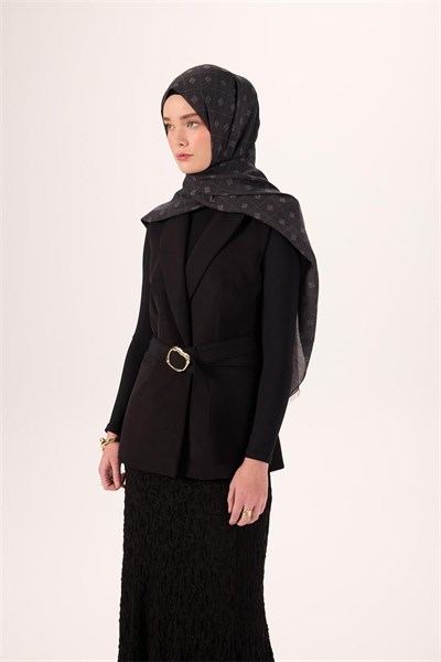 Pamuk Polyester Liva Şal Füme Desenli Tok Duruşlu 90x200