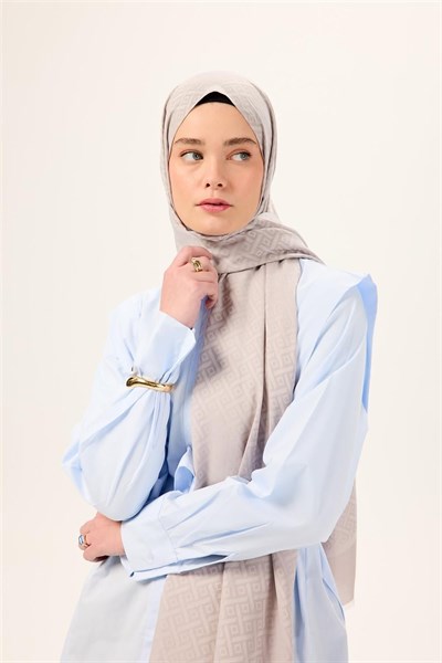 Pamuk Polyester Liva Şal Gümüş Dokulu Nefes Alan Doğal Yapılı 90x200