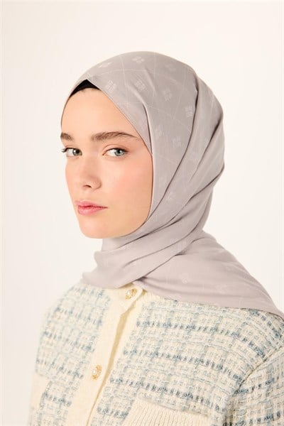 Pamuk Polyester Liva Şal Gümüş Düz Dokulu Tok Duruşlu 90x200