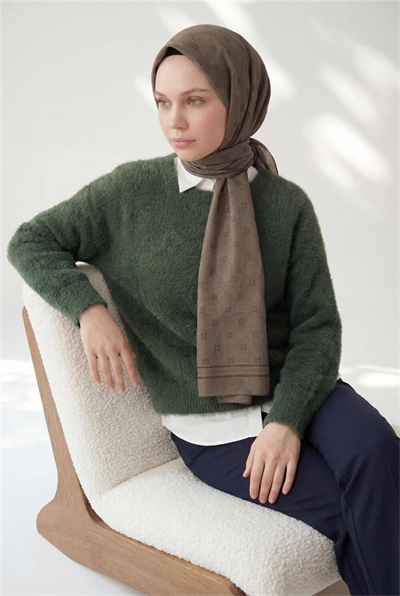 Pamuk Polyester Liva Şal Haki Nefes Alan Dokulu 90x200