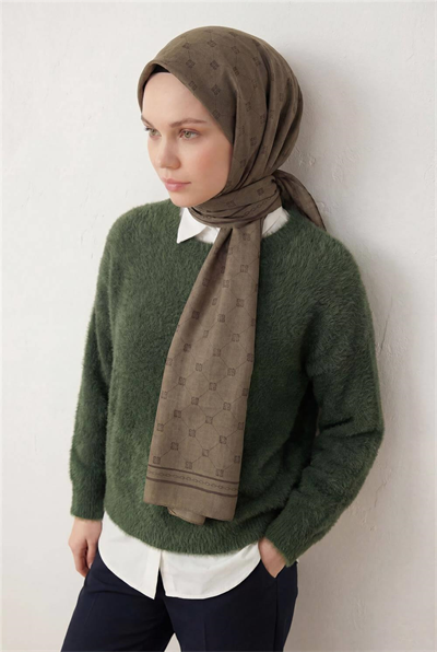 Pamuk Polyester Liva Şal Haki Nefes Alan Dokulu 90x200