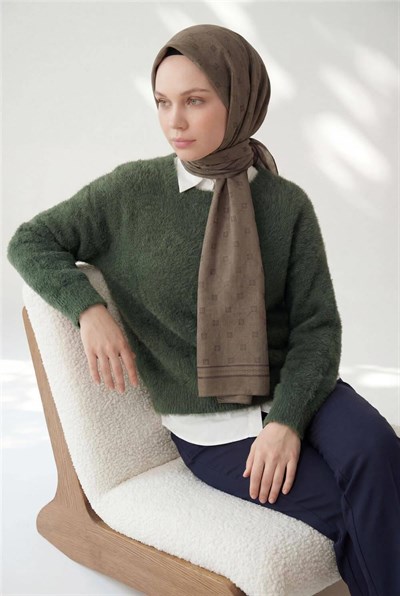 Pamuk Polyester Liva Şal Haki Nefes Alan Dokulu 90x200