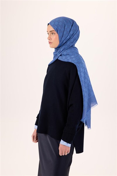 Pamuk Polyester Liva Şal İndigo Dokulu Nefes Alan 90x200